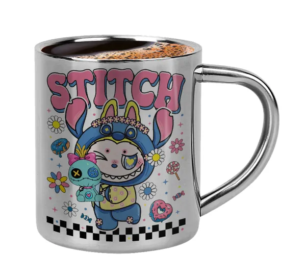 Labubu Stitch — Κουπάκι μεταλλικό διπλού τοιχώματος για espresso (220ml)
