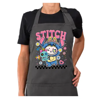 Labubu Stitch, Ποδιά μακριά Σεφ ολόσωμη με τσέπες GREY (ΕΝΗΛΙΚΩΝ)