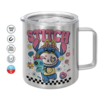 Labubu Stitch, Mug Stainless steel double wall 300ml