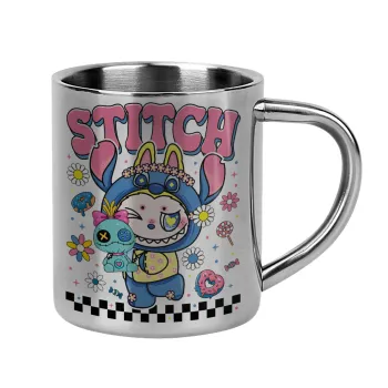 Labubu Stitch, Mug Stainless steel double wall 300ml