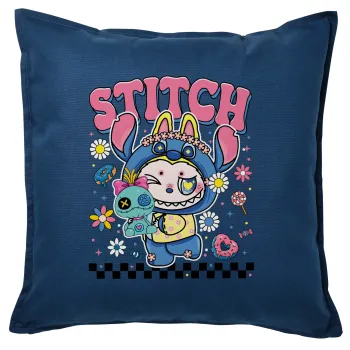 Labubu Stitch, Sofa cushion Blue 50x50cm includes filling