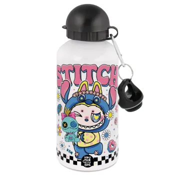 Labubu Stitch, Μεταλλικό παγούρι νερού, Λευκό, αλουμινίου 500ml