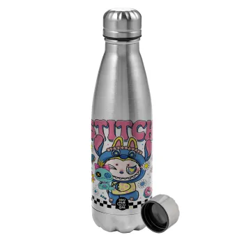 Labubu Stitch, Metallic water bottle, stainless steel, 750ml