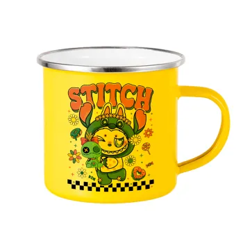 Labubu Stitch, Κούπα Μεταλλική εμαγιέ Κίτρινη 360ml