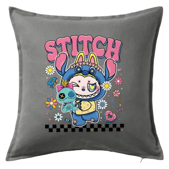 Labubu Stitch, Sofa cushion Grey 50x50cm includes filling