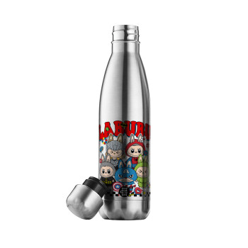 Labubu superheroes, Μεταλλικό παγούρι θερμός Inox (Stainless steel), διπλού τοιχώματος, 500ml