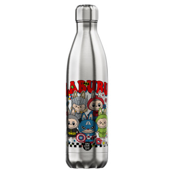 Labubu superheroes, Inox (Stainless steel) hot metal mug, double wall, 750ml