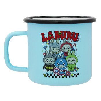 Labubu superheroes, Κούπα Μεταλλική εμαγιέ ΜΑΤ σιέλ 360ml