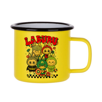 Labubu superheroes, Κούπα Μεταλλική εμαγιέ ΜΑΤ Κίτρινη 360ml