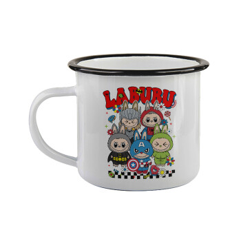 Labubu superheroes, Κούπα εμαγιέ με μαύρο χείλος 360ml