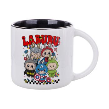 Labubu superheroes, Κούπα κεραμική 400ml Λευκή/Μαύρη