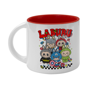 Labubu superheroes, Κούπα κεραμική 400ml Λευκή/Κόκκινη