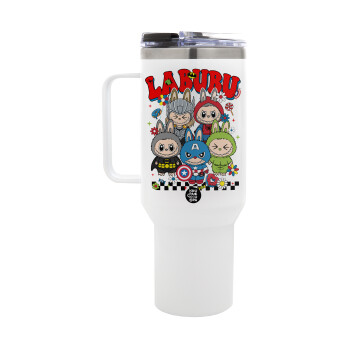 Labubu superheroes, Mega Tumbler με καπάκι, διπλού τοιχώματος (θερμό) 1,2L