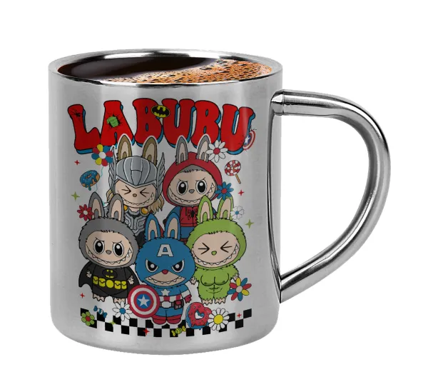 Labubu superheroes — Κουπάκι μεταλλικό διπλού τοιχώματος για espresso (220ml)