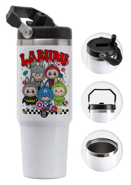 Labubu superheroes — Θερμός Ανοξείδωτο 30oz με χερούλι