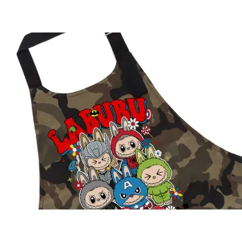 Labubu superheroes, Ποδιά Σεφ με τσέπες, Βαμβακερή, Camouflage (ΕΝΗΛΙΚΩΝ, 100% COTTON)