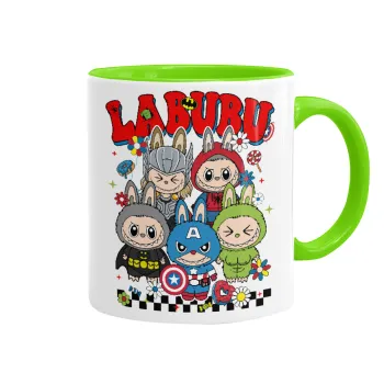 Labubu superheroes, Κούπα χρωματιστή βεραμάν, κεραμική, 330ml