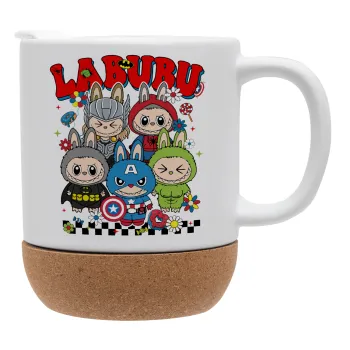 Labubu superheroes, Ceramic coffee mug Cork (MAT), 330ml