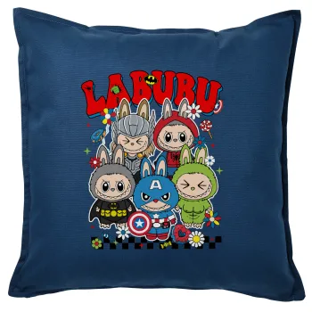 Labubu superheroes, Sofa cushion Blue 50x50cm includes filling