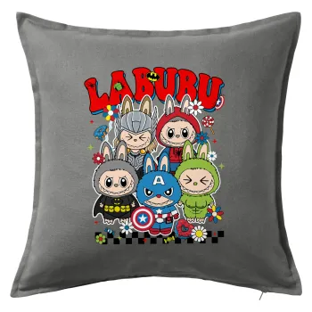 Labubu superheroes, Sofa cushion Grey 50x50cm includes filling