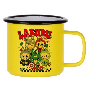 Labubu superheroes, Κούπα Μεταλλική εμαγιέ ΜΑΤ Κίτρινη 360ml
