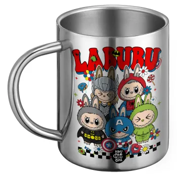 Labubu superheroes, Ανοξείδωτη Μεταλλική Κούπα 450ml - Διπλού Τοιχώματος