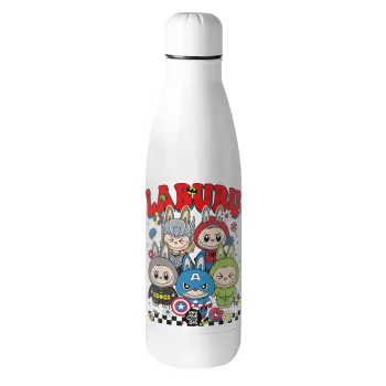 Labubu superheroes, Μεταλλικό παγούρι θερμός (Stainless steel), 500ml