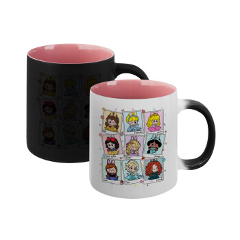 Labubu characters, Κούπα Μαγική εσωτερικό ΡΟΖ, κεραμική 330ml που αλλάζει χρώμα με το ζεστό ρόφημα