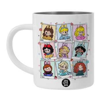 Labubu characters, Λευκή Ανοξείδωτη Μεταλλική Κούπα 450ml - Διπλού Τοιχώματος 