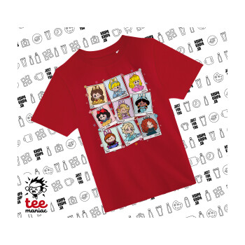 Labubu characters, Άνετο παιδικό T-Shirt ΚΟΚΚΙΝΟ από 100% βαμβάκι, για κάθε μέρα. Vegan & OEKO-TEX πιστοποιημένο.