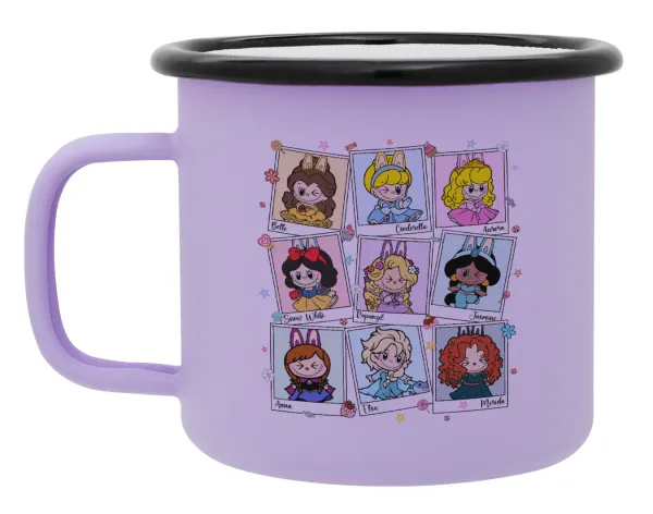 Labubu characters — Metal enamel mug, matte light pastel purple, 360ml