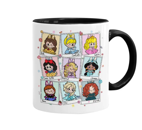 Labubu characters — Κούπα χρωματιστή μαύρη, κεραμική, 330ml