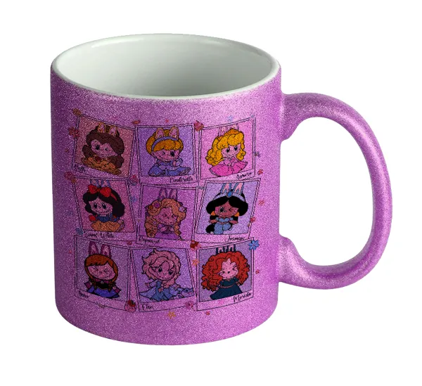 Labubu characters — Purple glitter mug that sparkles, ceramic, 330ml
