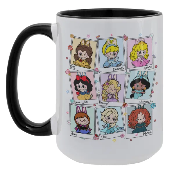Labubu characters — Mega mug 15oz, black ceramic, 450ml
