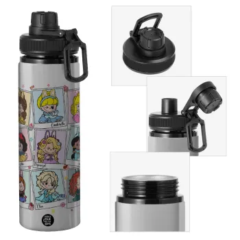 Labubu characters, Metallic water bottle with safety cap, 850ml aluminum