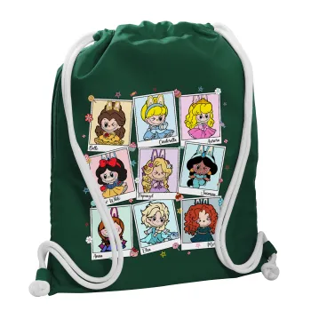 Labubu characters, Τσάντα πλάτης πουγκί GYMBAG BOTTLE GREEN, με τσέπη (40x48cm) & χονδρά λευκά κορδόνια