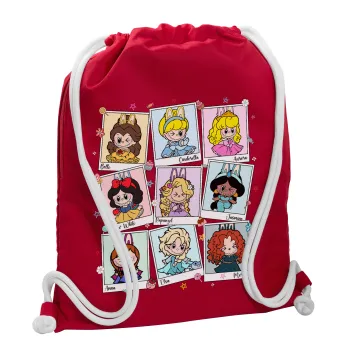 Labubu characters, Τσάντα πλάτης πουγκί GYMBAG Κόκκινη, με τσέπη (40x48cm) & χονδρά κορδόνια
