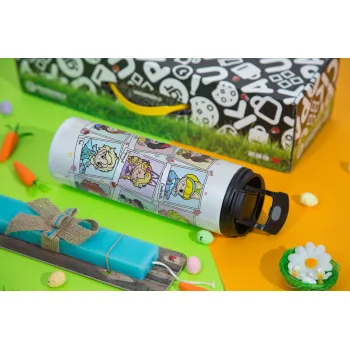 Labubu characters, Πασχαλινή Λαμπάδα με Travel Tumbler θερμό με διπλό καπάκι (600ml, BPA free) & κερί αρωματικό πλακέ (30cm) (ΤΙΡΚΟΥΑΖ)