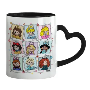 Labubu characters, Κούπα καρδιά χερούλι μαύρη, κεραμική, 330ml