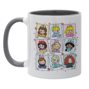 Labubu characters, Mug colored grey, ceramic, 330ml