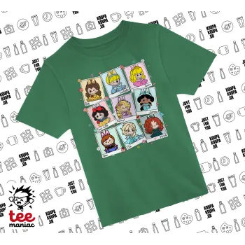 Labubu characters, Άνετο παιδικό T-Shirt ΠΡΑΣΙΝΟ από 100% βαμβάκι, για κάθε μέρα. Vegan & OEKO-TEX πιστοποιημένο.