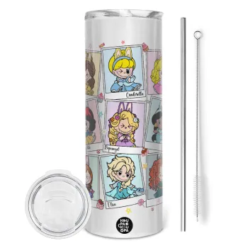 Labubu characters, Tumbler stainless steel 600ml, with metal straw & cleaning brush