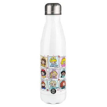 Labubu characters, Μεταλλικό παγούρι θερμός Λευκό (Stainless steel), διπλού τοιχώματος, 500ml
