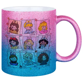 Labubu characters, Κούπα Χρυσή/Μπλε Glitter, κεραμική, 330ml