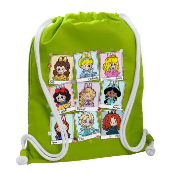 Labubu characters, Τσάντα πλάτης πουγκί GYMBAG LIME GREEN, με τσέπη (40x48cm) & χονδρά κορδόνια