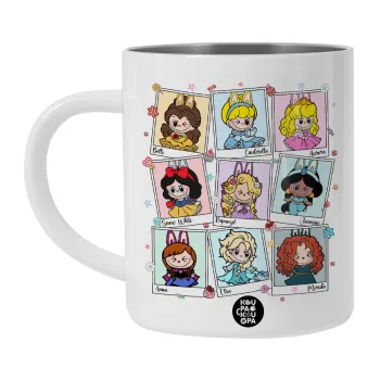 Labubu characters, Λευκή Ανοξείδωτη Μεταλλική Κούπα 450ml - Διπλού Τοιχώματος 