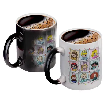 Labubu characters, Color changing magic Mug, ceramic, 330ml when adding hot liquid inside, the black colour desappears (1 pcs)