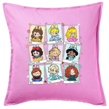 Labubu characters, Μαξιλάρι καναπέ ΡΟΖ 100% βαμβάκι, περιέχεται το γέμισμα (50x50cm)