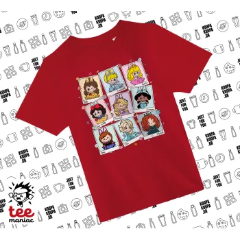 Labubu characters, Άνετο παιδικό T-Shirt ΚΟΚΚΙΝΟ από 100% βαμβάκι, για κάθε μέρα. Vegan & OEKO-TEX πιστοποιημένο.