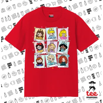 Labubu characters, Κλασικό T-Shirt, διπλής ραφής, χωρίς πλευρικές ραφές ΚΟΚΚΙΝΟ από 100% βαμβάκι. Vegan & OEKO-TEX πιστοποιημένο.